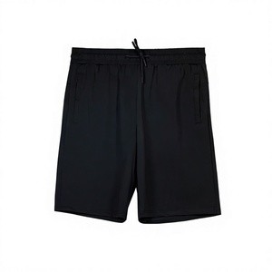 Pantalones Cortos Bermuda para Hombre, Color Negro Sólido, con Cordón Ajustable, de Secado Rápido, Estilo Casual, con Bolsillo Trasero con Cremallera, Cintura Media, Tela de Poliéster - Product Image 1