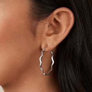 Boucles d'oreilles créoles torsadées en argent sterling 925 avec boucles d'oreilles créoles épaisses et torsadées minimalistes en argent sterling 925, bijoux pour femmes - Product Image 3