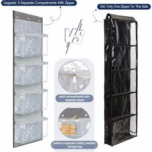 5 Compartments Hanging Yarn Knitting Storage Organizer With Zipper Closure Yarn Over Door Display Holder - Product Image 3