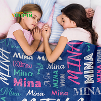 Couverture personnalisée avec nom, blanche, 100% polyester, couverture en peluche, 230 g/m², couverture en flanelle avec logo personnalisé