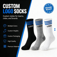 Chaussettes décontractées respirantes avec logo personnalisé, tissu de qualité supérieure, plusieurs couleurs, hauteur personnalisée, emballage pour équipes sportives