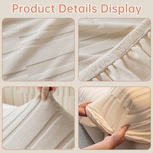 Cream Colored <b>Sofa</b> <b>Cover</b> All Season Non Slip Geometric Pattern Protective Fabric <b>For</b> General <b>Sofa</b> With Anti Pet Scratch Feature - Product Image 4