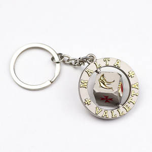 Fabricación logotipo personalizado <span class=keywords><strong>Malta</strong></span> Bielorrusia país recuerdo llavero 3D Metal dados Spinning llavero - Product Image 5