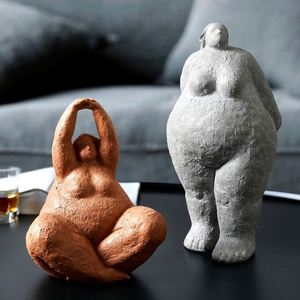 Modern Nordic Abstract Resin Sculpture of Curvy Lady, Hand-Painted Polyresin Statues for Desktop Ornament, Business <b>Gift</b> - Product Image 1