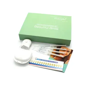 Conjunto clareador dental, kit branco de luxo com luz de led