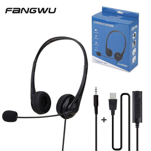 Office Work Headset Online Class Education Teaching Headphones for Student Traffic Home Gaming Earphones 3.5mm USB Plug Headset