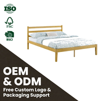 Cadre de lit en bambou ZB BSCI au design moderne et épuré avec tête de lit, plateforme en bois massif, taille Queen, mobilier de chambre à coucher