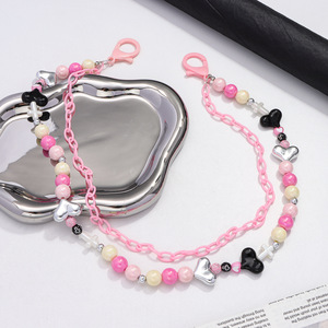 Dopamine Pants <b>Chain</b> Women's Double Layer Beaded Heart <b>Cross</b> Acrylic Body <b>Chain</b> For Daily Wear Y2K Fashion Accessory - Product Image 3