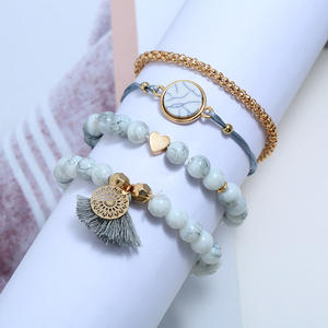 Fantaisie jour bohème naturel turquoise pierre perle Bracelet ensemble femmes luxe or Bracelet femme bracelets femme <span class=keywords><strong>tendance</strong></span> - Product Image 2