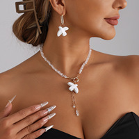 Collier en gros avec pampilles perlées motif oiseau pour femme, style naturel et frais, bijoux et boucles d'oreilles en cristal tendance