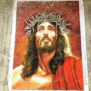 Mosaico de vidrio personalizado religioso bizantino lcons arte occidental retrato de Jesucristo pintura 3D pared mosaico Mural