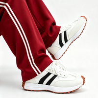 BRONAX Chaussures de sport décontractées pour femmes, à lacets, à bout large, couleur beige