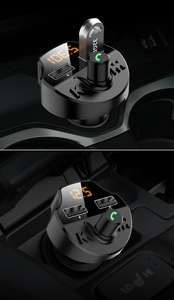 Transmetteur <span class=keywords><strong>Fm</strong></span> <span class=keywords><strong>BlueTooth</strong></span> à double port Usb, noir, 2 prises Usb, pour voiture - Product Image 4