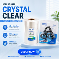 Film thermorétractable POF transparent de haute qualité, durable, conforme aux normes UE et FDA, recyclable, OEM ODM, échantillon gratuit pour l'emballage de la quincaillerie