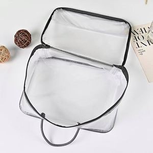 Custom Transparent Plastic PVC Zipper Bedding <b>Pillow</b> Quilt Cover Carrier Bag for Packing Bed Sheet With Rope Handle - Product Image 4