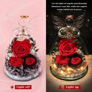 Gifts for Women Preserved Rose Forever Flower in Glass Angel Figurines Fresh Flowers for Valentine's Day Wedding Birthday Gifts - Product Image 3