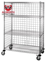 Chariot commercial de support d'étagères de fil de vente en gros direct d'usine de haute qualité pour le stockage de poubelle