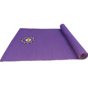 Tapete de Yoga de Algodón Tejido a Mano de Primera Calidad, Antideslizante, Ligero, Fácil de Transportar, Cuadrado, para Meditación y Ejercicio - Product Image 1