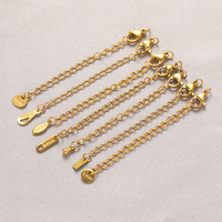 Chaînes en acier inoxydable plaqué or 18 carats, gravées, avec fermoir mousqueton de 5 cm, pour colliers, bracelets et accessoires de bijoux DIY