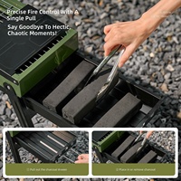 Barbecue portable pliable en charbon de bois réglable pour camping, voyage et usage domestique, avec grille épaissie