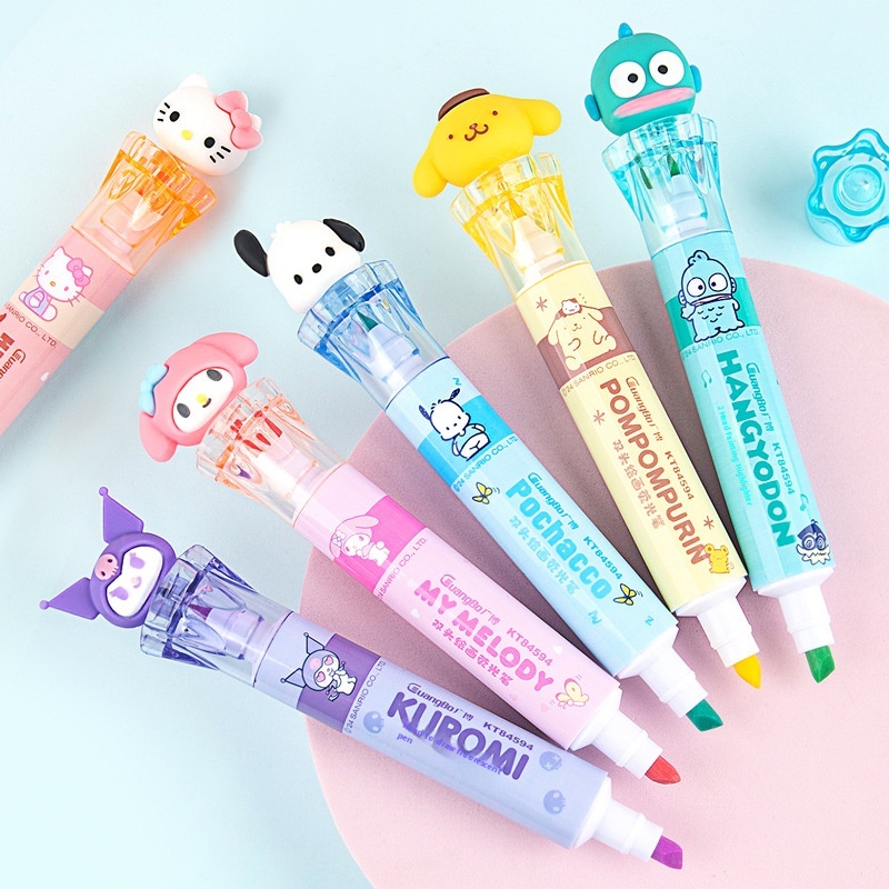 Candy Doll Double Head Highlighter Pen Fresh Painted Hand Account Mark Suit for Paper Writing Permanent Ink