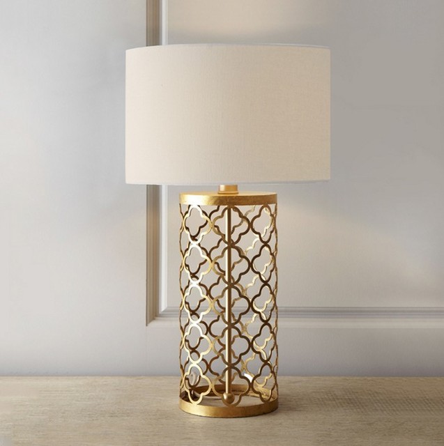 Bedside Brass Finish Desk Lamp American Style Metal Base Fabric Shade Hotel Antique Light Fixtures Table Lamp