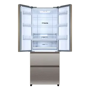 कस्टम ब्रांड घर प्रशीतन शीर्ष गुणवत्ता घर पकड़ फ्रीजर फ्रिज 4 दरवाजे फ्रेंच दरवाजा रेफ्रिजरेटर के साथ बर्फ निर्माता