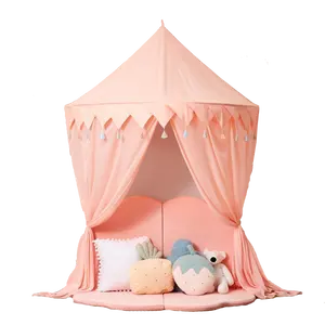 ピンクのベッドキャノピーキッズキャッスルガールズプレイテントモスキートネット寝具装飾ベッドカーテン