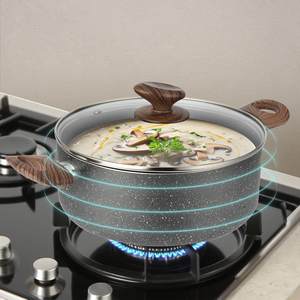 6 Piece Modern Design Heat Resistant Marble Cooking Pots Glass Lids Bakelite Handles Dishwasher Oven Safe Gas <b>Cookware</b> <b>Set</b> - Product Image 5