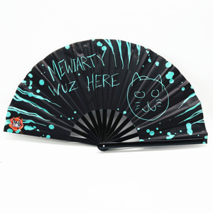 Ventilateur pliable géant en tissu de bambou QM 2025 personnalisé en usine pour cadeaux promotionnels - Product Image 5
