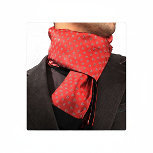 Écharpe double face en laine rouge avec fleurs argentées pour homme, taille unique - Product Image 2
