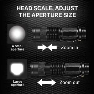 Portable Pocket Aluminum Torch Light 3 Modes Zoomable AA Powered Mini Q5 LED Flashlights