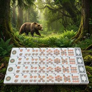 Edición de Julio 2026: Juego de Mahjong de Diseño Original Boutique, 166 Fichas, Patrón de Oso del Bosque, Juego de Acrílico de Lujo para Fiestas - Product Image 4