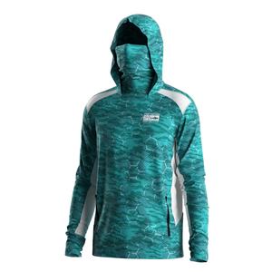 Hoodie de pêche avec protection UV UPF50+, masque intégré, tissu anti-transpiration et ventilation latérale pour un refroidissement maximal - Product Image 1