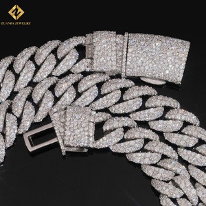 Fine Jewelry 925 Silver <b>Iced</b> <b>Out</b> 12MM Moissanite Cuban Link <b>Chain</b> Necklace Rhodium Plated Men's Wholesale Fashion Cuban Link - Product Image 4