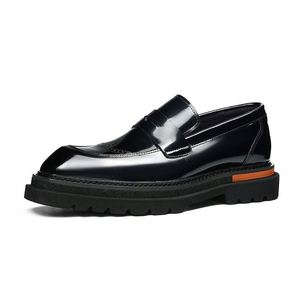 Mocasines de Cuero de Diseño de Alta Calidad para Hombre, con Punta Cuadrada, Ligeros, Transpirables, Antideslizantes, con Plataforma y Cordones, para Fiestas - Product Image 4