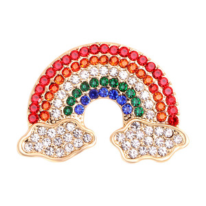 Precioso Broche de Cristal Arcoíris con Diamantes Chapado en Oro, Delicado Adorno Creativo, Joyería Coreana para Hombres y Mujeres - Product Image 6
