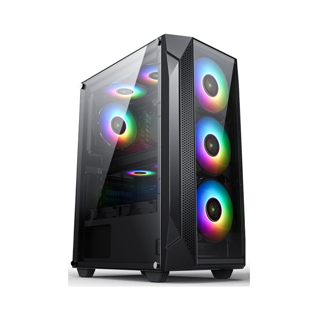 ATX/M-ATX/ITX Matx Computer Case with 0.5mm SPCC Tempered Glass 6pcs RGB Fan Full Tower Black Gaming Pc Case
