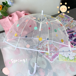 <span class=keywords><strong>Parapluie</strong></span> <span class=keywords><strong>transparent</strong></span> à long manche pour enfants avec impression de logo, 8 baleines, motif à pois, crochet en J, pour étudiants, filles, dessin animé, usage quotidien sous la pluie - Product Image 4