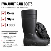 Bottes de pluie de sécurité en PVC en gros avec embout et plaque en acier, anti-écrasement, anti-perforation, bottes de travail industrielles, personnalisation de la marque