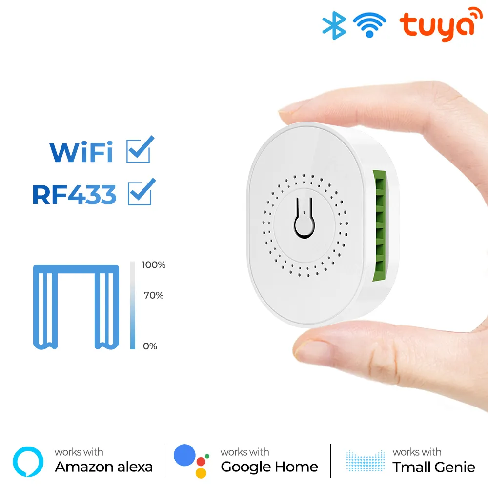 Tuya Mini Smart Life WiFi RF433 Module d'interrupteur de rideau de store volet roulant électrique moteur de fenêtre Google Home Alexa