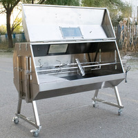 Rôtissoire commerciale double à broche pour agneau entier, barbecue électrique motorisé au charbon de bois, four à broche en acier inoxydable