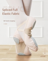 Chaussons de danse en toile rose chair entièrement extensibles pour femme, semelle fendue, idéaux pour le ballet et le yoga