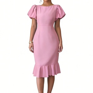 Vestidos de Moda para Mujer con Cuello Redondo, Manga Farol, Volantes, Elegantes y Sensuales, Estilo Cola de Pez - Product Image 2