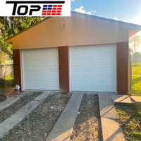 Porte de garage double 16x8 en acier isolé avec rail arrière à rouleaux, ouverture latérale électrique automatique, kit d'installation DIY