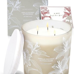 Bougie parfumée LANJO Vanille Coco Beurre de Coco, 3 mèches, cire de soja, pot en verre, décoration élégante pour la maison, bougie d'aromathérapie - Product Image 5