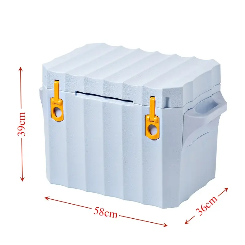 Kotak pendingin dada es tempat sampah Kemah, luar ruangan, rantai dingin Flip Down portabel terisolasi, wadah makanan pengiriman termal