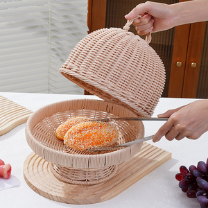 Assiette à collation haute tressée avec couvercle, anti-poussière et anti-insectes, idéale pour les fruits, les pains et le thé <span class=keywords><strong>de</strong></span> l'après-midi, lavable et résistante à la moisissure - Product Image 5