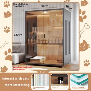 Casa moderna de madera para mascotas, cierre de botón de Metal de cristal, diseño cómodo estilo Villa para gatos, perros, uso en interiores, tamaño personalizado - Product Image 3