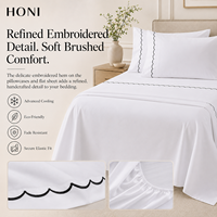 HONI Ensemble de literie classique à prix abordable, 100 fils, couleur unie, durable, avec drap plat, pour tous les âges
